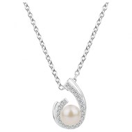 Collier mono-motif en Argent 925 millièmes et perle - blanc brillant