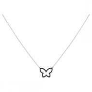 Collier mono-motif en Argent avec oxyde de zirconium noir
