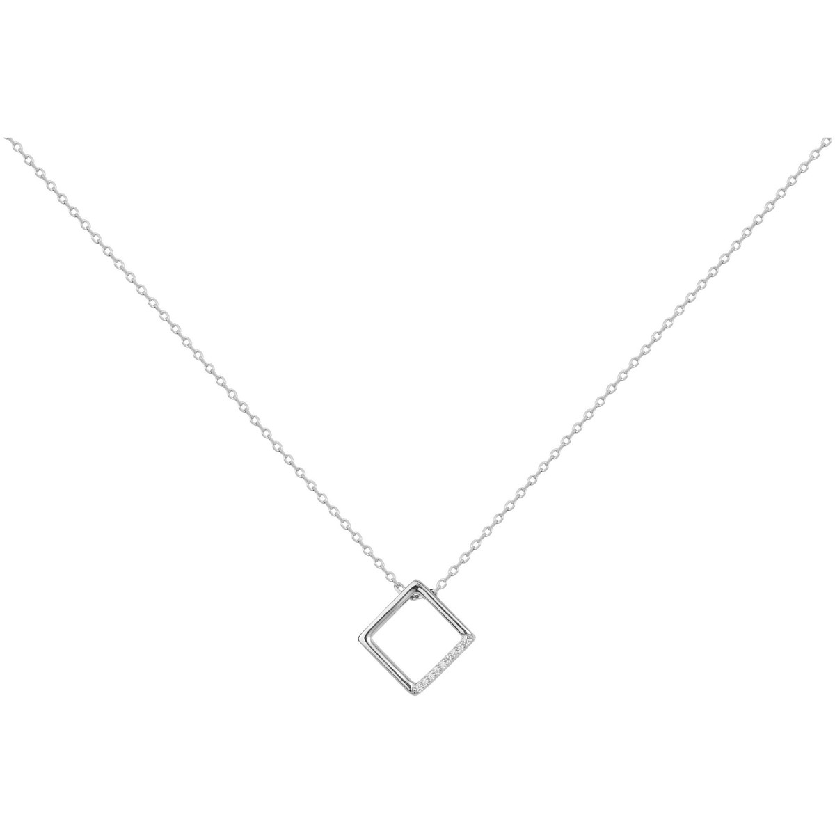 Collier mono-motif en Argent avec oxyde de zirconium blanc