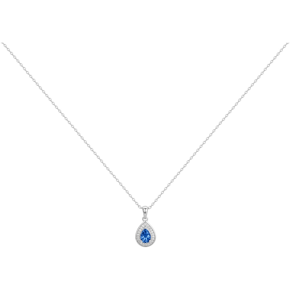 Collier mono-motif en Argent avec oxyde de zirconium bleu saphir