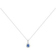 Collier mono-motif en Argent avec oxyde de zirconium bleu saphir