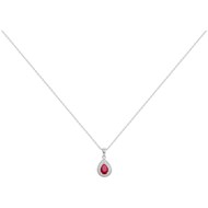 Collier mono-motif en Argent avec oxyde de zirconium rouge rubis