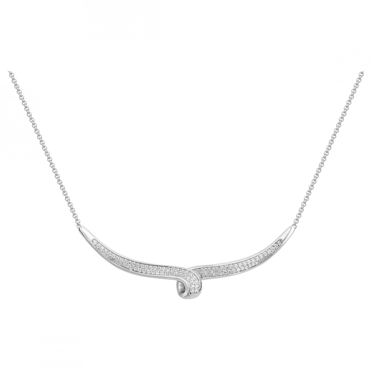 Collier mono-motif en Argent avec oxyde de zirconium blanc