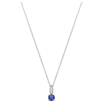 Single-pattern necklace in silver with sapphire-blue zirconium oxide