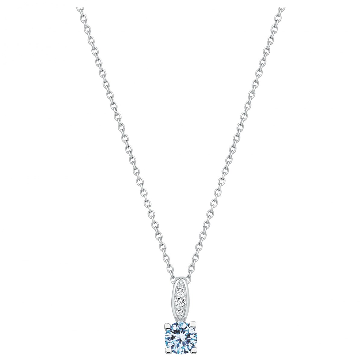 Collier mono-motif en Argent avec oxyde de zirconium bleu topaze