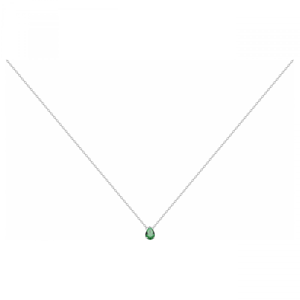 Collier mono-motif en Argent avec oxyde de zirconium vert emeraude