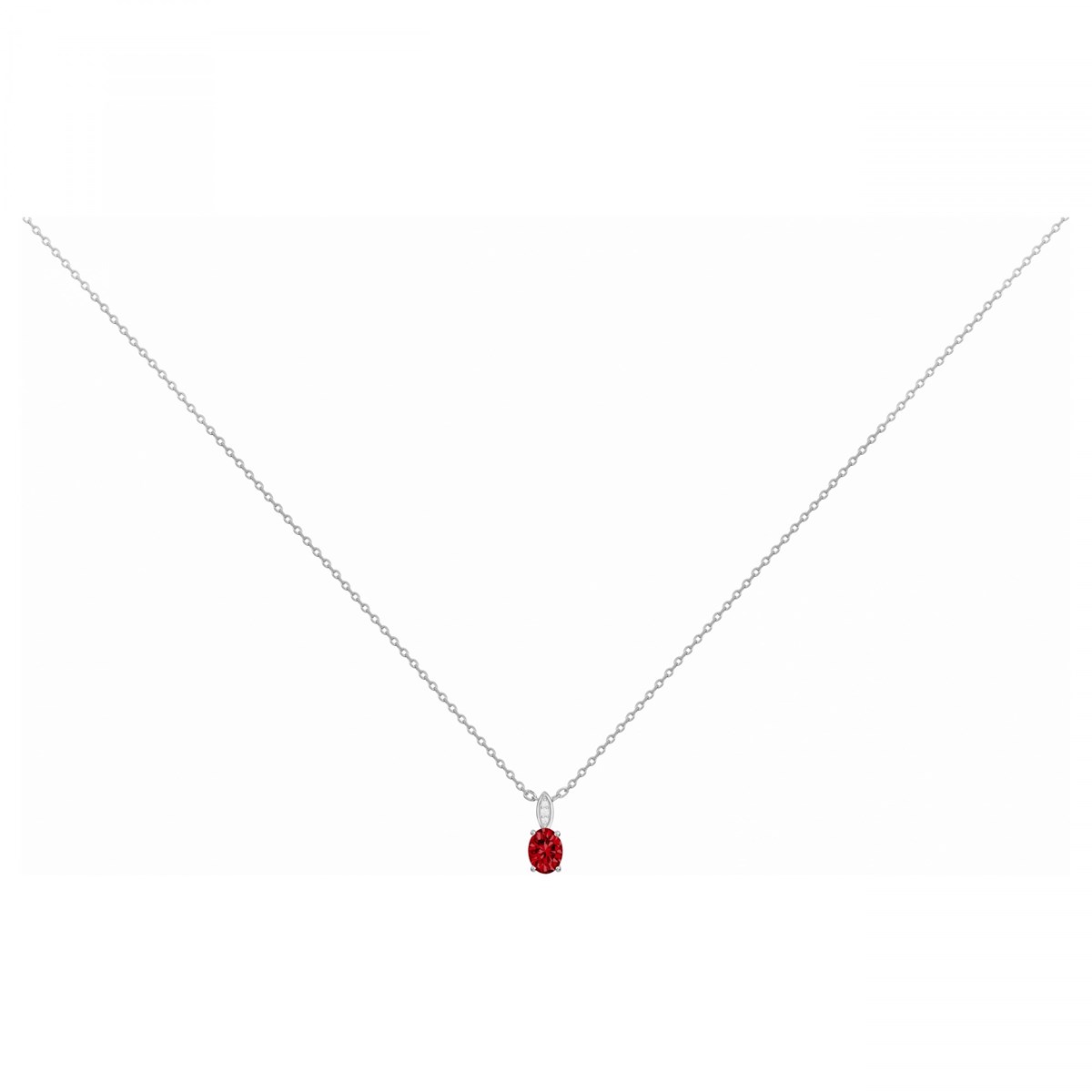 Collier mono-motif en Argent avec spinelle rouge rubis