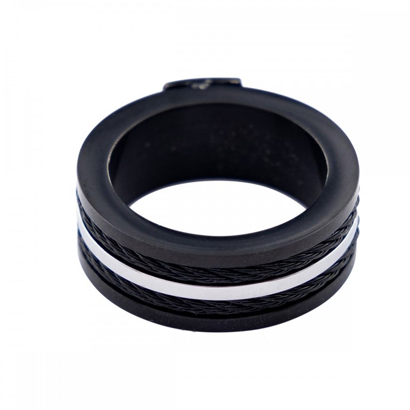 Magnifique Bague Anneau Homme Acier Noir - vue 3