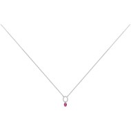Collier mono-motif en Argent avec oxyde de zirconium rouge rubis