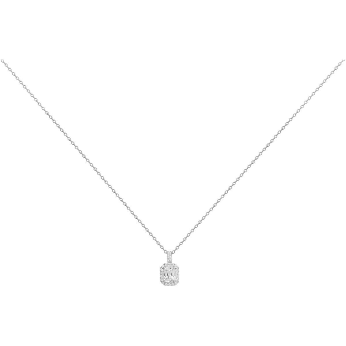 Collier mono-motif en Argent avec oxyde de zirconium blanc