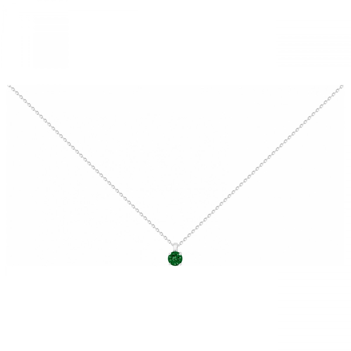 Collier mono-motif en Argent avec oxyde de zirconium vert emeraude