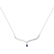 Collier mono-motif en Argent avec oxyde de zirconium bleu saphir