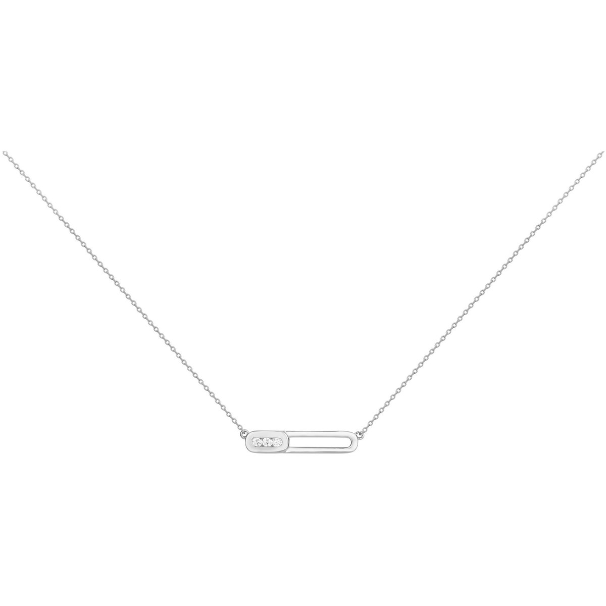 Collier mono-motif en Argent avec oxyde de zirconium blanc