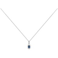 Collier mono-motif en Argent avec oxyde de zirconium bleu saphir