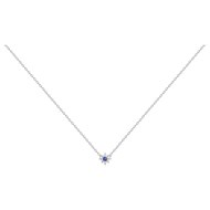 Collier mono-motif en Argent avec oxyde de zirconium bleu saphir