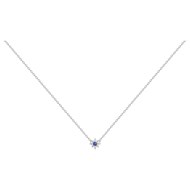 Collier mono-motif en Argent avec spinelle bleu saphir