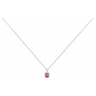 Collier mono-motif en Argent avec oxyde de zirconium rouge rubis