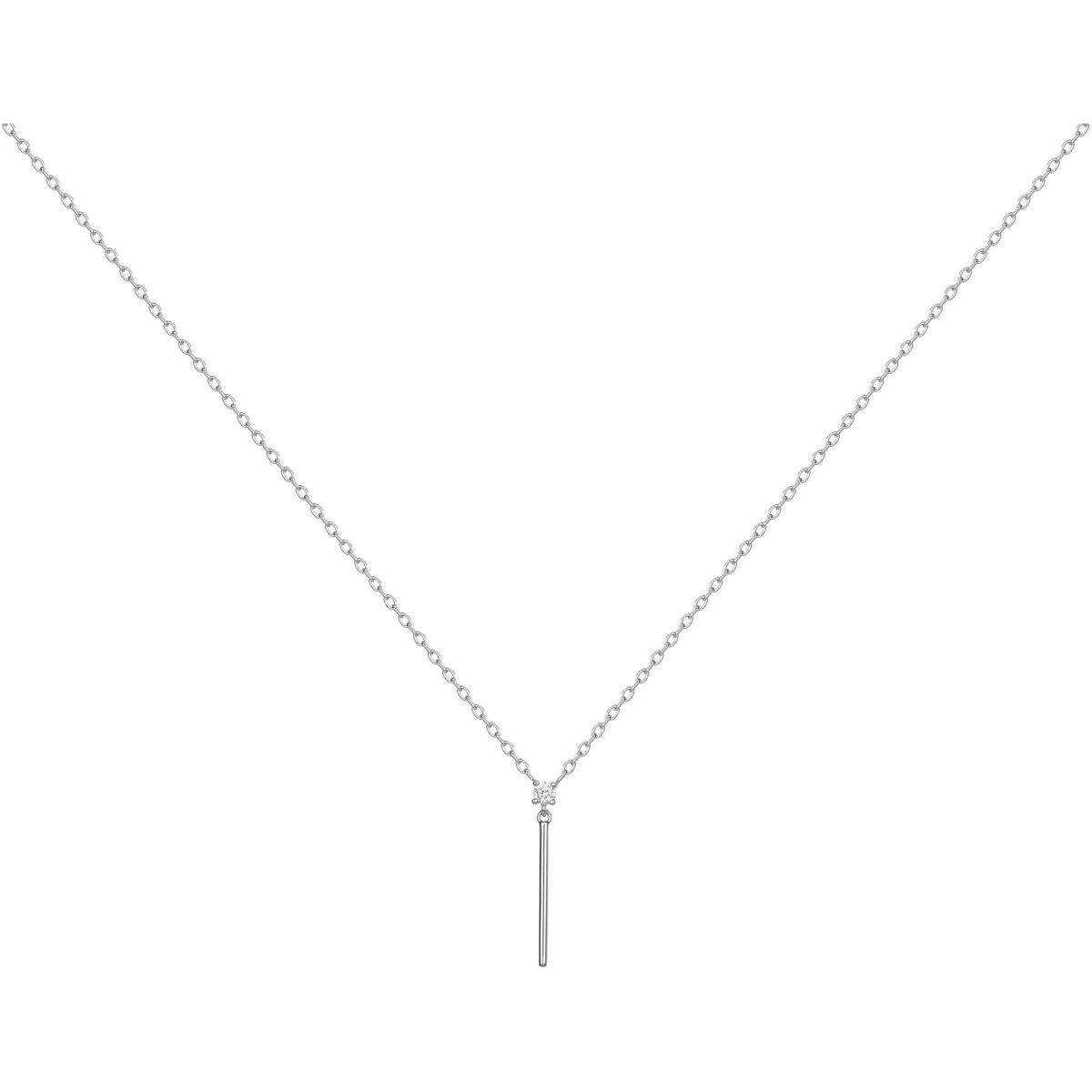 Collier mono-motif en Argent avec oxyde de zirconium blanc