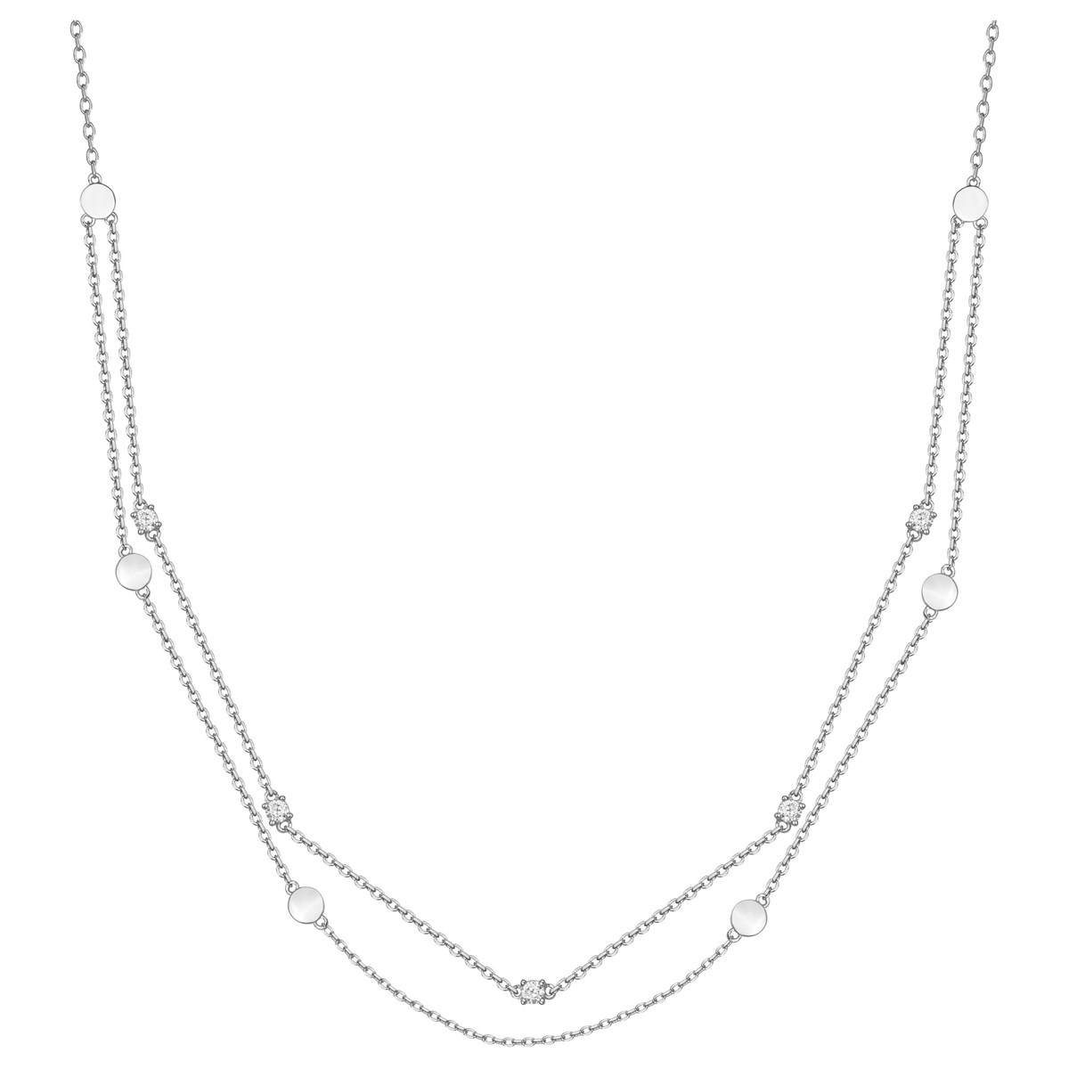 Collier multi-chaînes en Argent avec oxyde de zirconium blanc