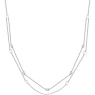 Collier multi-chaînes en Argent avec oxyde de zirconium blanc