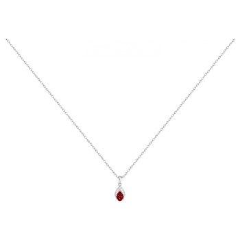 Ketting van zilver met één patroon en robijnrood zirkoniumoxide