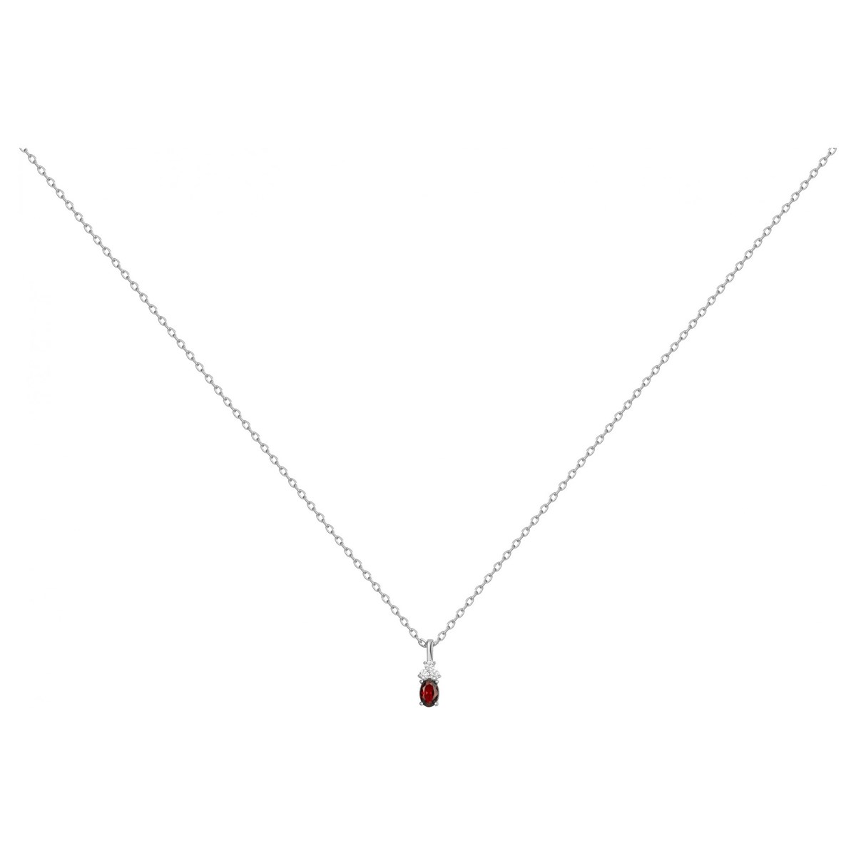 Collier mono-motif en Argent avec spinelle rouge rubis