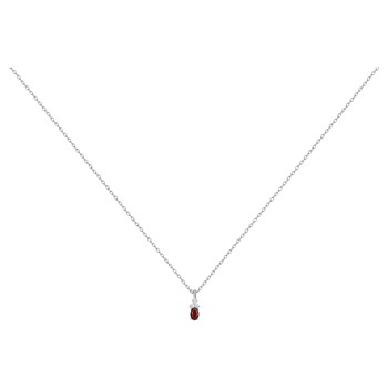 Ketting van zilver met één patroon en robijnrood zirkoniumoxide