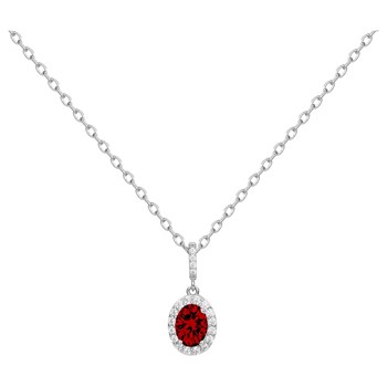Collier mono-motif en Argent avec oxyde de zirconium rouge rubis