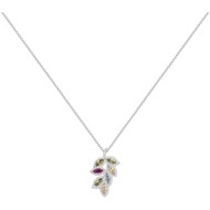 Collier mono-motif en Argent avec oxyde de zirconium multicolore