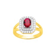 Bague en Plaqué Or avec oxyde de zirconium rouge rubis