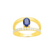 Bague en Plaqué Or avec oxyde de zirconium bleu saphir