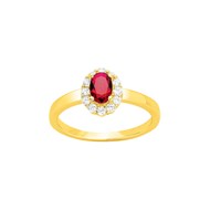 Bague en Plaqué Or avec oxyde de zirconium rouge rubis