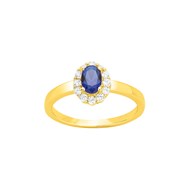 Bague en Plaqué Or avec oxyde de zirconium bleu saphir
