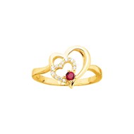Bague en Plaqué Or avec oxyde de zirconium rouge rubis