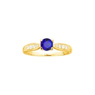 Bague en Plaqué Or avec oxyde de zirconium bleu saphir