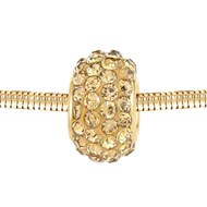 Charm perle en acier inoxydable orné de cristaux dorés scintillants