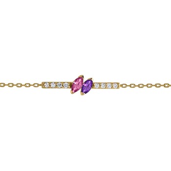 Bracelet or améthyste saphir rose diamants