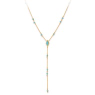 Collier En Argent Cravate Doré Pierre Turquoise