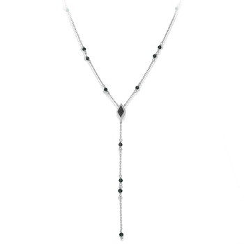 Collier En Argent Cravate Pierre Spinelle Noire