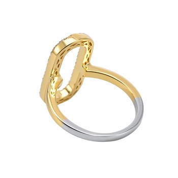 Bague Argent Ovale Doré Sertie De Zirconium