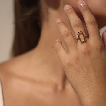 Bague Argent Ovale Doré Eva