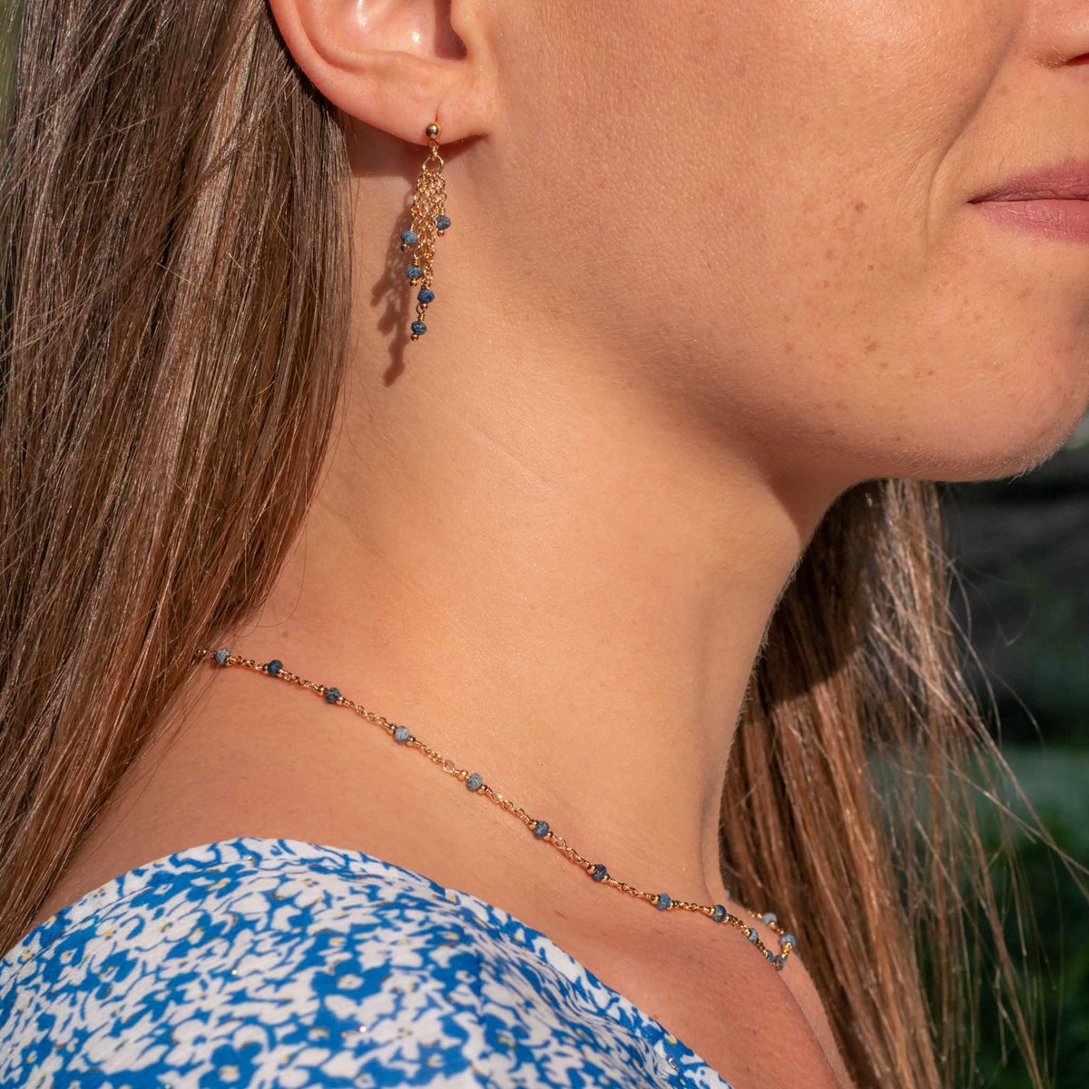 Boucles d'oreilles Bianca en pierres Lapis-lazuli - vue 3