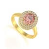 Bague Or Jaune 585 Morganite et diamants 3.82grs | 51 petits Diamants en Double Rang - Aden - vue V1