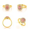 Bague Or Jaune 585 Morganite et diamants 3.82grs | 51 petits Diamants en Double Rang - Aden - vue V2