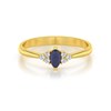 Bague Or Jaune 14K avec Saphir Marquise et Diamants | ADEN Joaillerie - vue V1