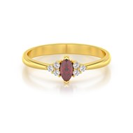 Bague Or Jaune 14K avec Rubis Marquise et Diamants | ADEN Joaillerie