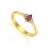 Bague Or Jaune 14K avec Rubis Marquise et Diamants | ADEN Joaillerie - vue V3