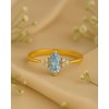 Bague Or Jaune 14K avec Aigue-Marine Marquise et Diamants | ADEN Joaillerie - vue V4