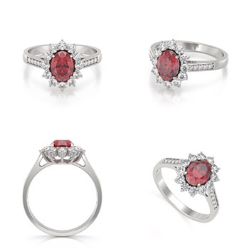 Bague ADEN Rubis et diamants sur Argent 925 2.92grs