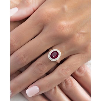 Bague de Rubis et Diamants en Argent 925 de 3.82grs | Bijoux Élégants et Raffinés